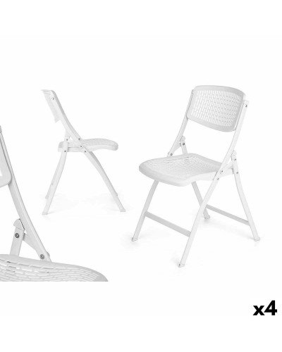 GiftDecor Folding Chair: White Design, Open Dimensions 59x50x82 cm, Folded 108x11.5x50 cm (Set of 4)
