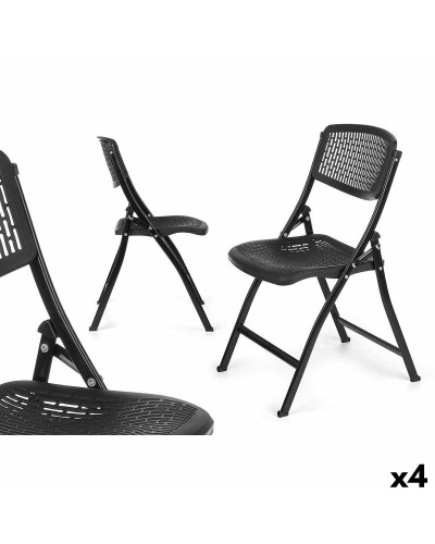 Chaise Pliante GiftDecor ZJ-Y59BL - Lot de 4 - Noire - 59 x 50 x 82 cm (ouverte), 108 x 13,5 x 50 cm (pliée)
