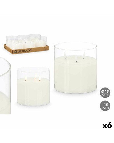 Bougies LED GiftDecor (6) - Blanc Transparent - 15x15x15 cm - Éclairage d'Ambiance
