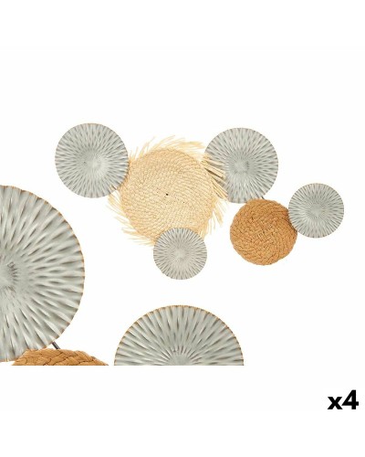 Decorazione da Parete GiftDecor in Metallo Marrone Grigio, 76,8 x 4,4 x 50,2 cm, Set da 4
