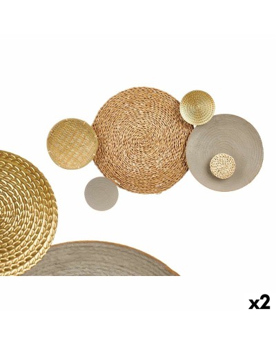 GiftDecor Decoración de Pared Metálica Marrón Gris, 2 uds., 88,9 x 7 x 50 cm
