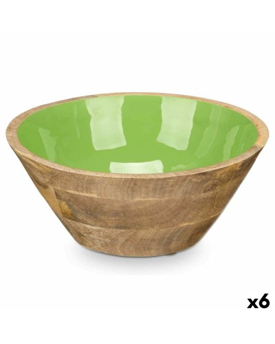 Bowls en Esmalte Verde GiftDecor MALI (6 Piezas) | 24,3 x 10,5 x 24,3 cm | Madera de Mango | Perfectas para Decoraciones y Servicio
