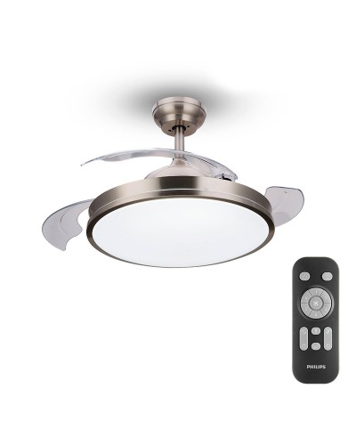 Ventilatore da Soffitto Philips Atlas: 28W, 4500 Lm, Luce Calda 2700K, Nichel