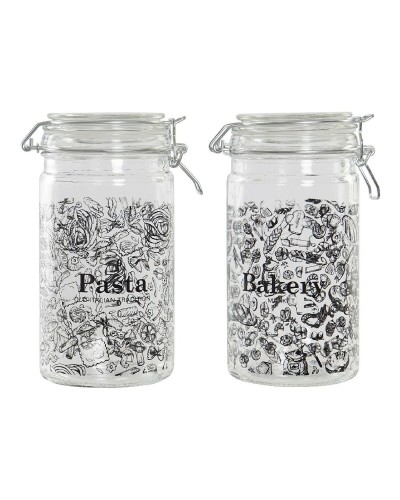 Pot DKD Home Decor en Cristal Noir et Fer, 1 L x 2 Pièces (10 x 12,5 x 20 cm)
