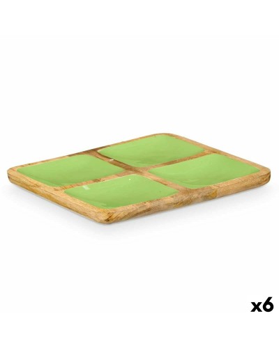 Bandeja 31x3x3 cm con 6 Compartimentos Verde MALI-991 GiftDecor
