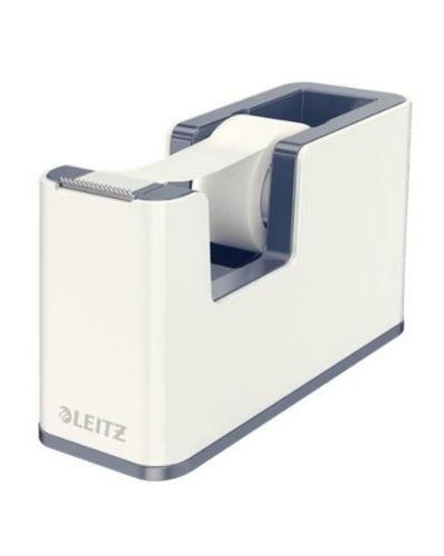 Leitz Dispenser Nastro Adesivo da Tavolo - Bianco, Antiscivolo, Design Ergonomico

