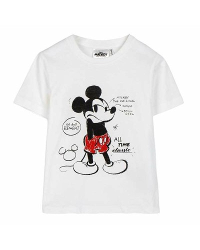 Boy's T-Shirt Mickey Mouse White - Cotton Short Sleeve Disney
