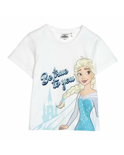 Barn T-shirt med kortärm Frozen Vit