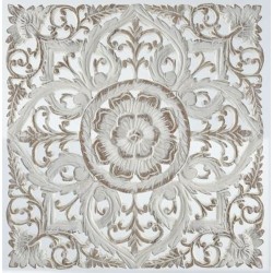 DKD Home Decor Decoración de Pared Mandala en Madera MDF Blanco, 60 x 2 x 60 cm
