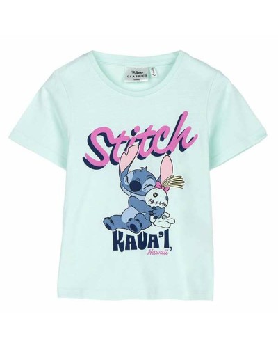 T-shirt Enfant Stitch Verte - Manches Courtes Coton Disney
