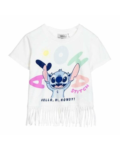 Maglia Bambino Stitch Bianco - Cotone, Maniche Corte, Disney Ufficiale
