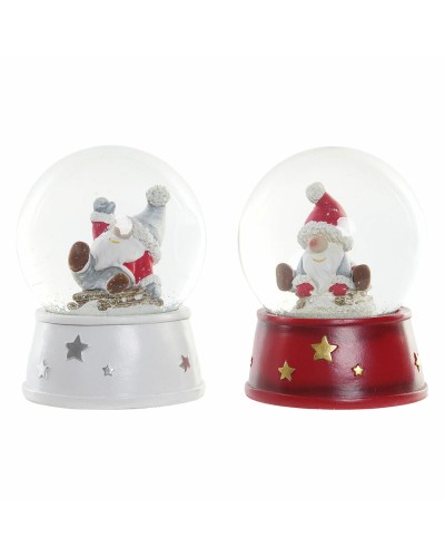 DKD Home Decor Weihnachtskugeln aus Kunstharz und Glas mit Weihnachtsmann (2 Stk., 9,5x9,5x13,5 cm)
