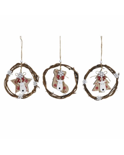 Decoraciones Navideñas DKD Home Decor de Madera (3 piezas) - 14 x 1 x 18 cm - Adornos para el Árbol de Navidad
