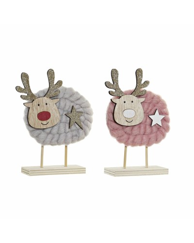 DKD Home Decor Decorazione Natalizia Set 2pz (10x4x16cm) Legno e Poliestere