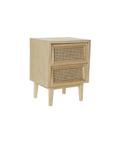 Rustic Rattan Bedside Table DKD Home Decor, Paulownia Wood, 43x33.7x56 cm
