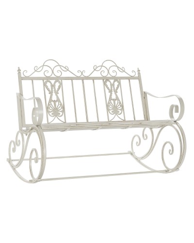 DKD Home Decor Schaukelstuhl aus weißem Aluminium (118 x 90 x 92 cm) - Entspannend und Komfortabel
