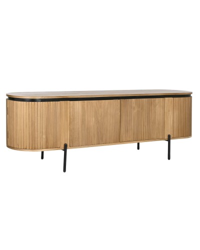 TV-möbler Home ESPRIT Svart Naturell Metall Paulowniaträ 180 x 40 x 55 cm