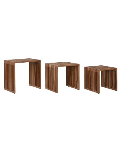 Set van 3 tafels Home ESPRIT Natuurlijk Teakboom 40 x 40 x 40 cm