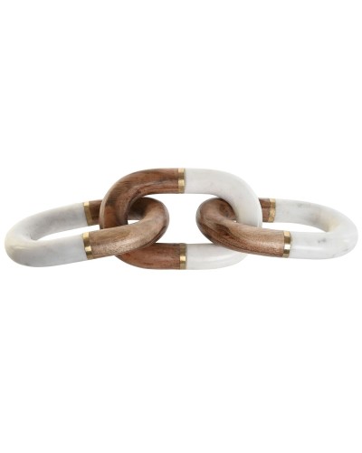 Koristehahmo Home ESPRIT Valkoinen Ruskea Kullattu Ketju 10 x 10 x 36 cm