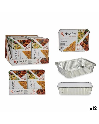 Set med matbrickor Kinvara 16161 Silvrig Aluminium 2 L 25,5 x 6,8 x 19 cm (12 antal)
