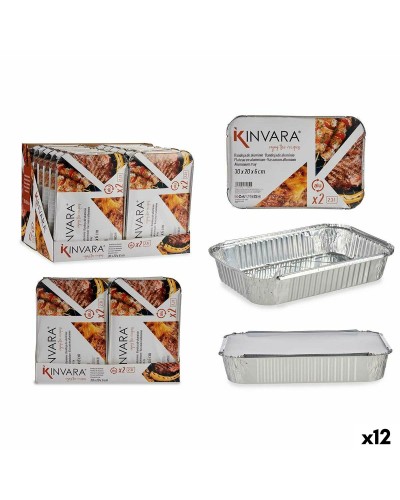 Lot de plateaux pour aliments Kinvara 82176 Argenté Aluminium 2,3 L 21 x 6 x 30,5 cm (12 Unités)