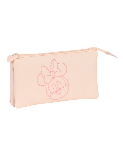 Portatodo Triple Minnie Mouse Rosa claro 22 x 12 x 3 cm