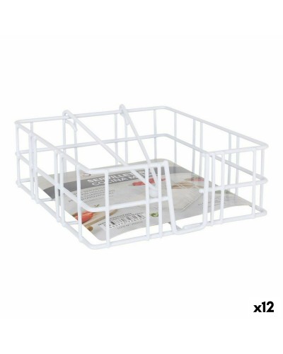 Confortime Serviettenhalter Quadratisch Weiß (18x18x6,5 cm) für 12 Personen
