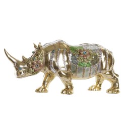Decoratieve figuren DKD Home Decor Gouden Hars Multicolour Neushoorn (55 x 17,5 x 25 cm)