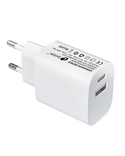 LEOTEC Chargeur USB-C 20W Blanc - Charge Rapide pour Smartphones

