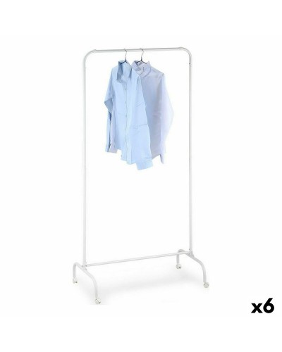 Garderobenständer Confortime Weiß, 78 x 44,5 x 160 cm, 6 Haken, Rollen
