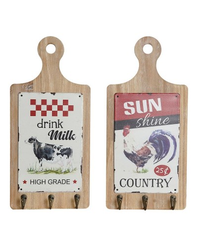 Skrybėlių stovas DKD Home Decor Punainen Puu Metalli (2 pcs) (21 x 5 x 45 cm)