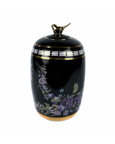 DKD Home Decor Porcelain Vase, 14 x 14 x 24 cm, Shabby Chic Style in Black and Multicolor
