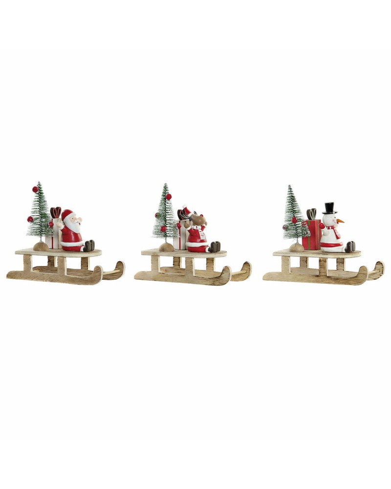 Kerstversiering DKD Home Decor Hout Kerstman (14 x 6 x 13 cm) (3 pcs)