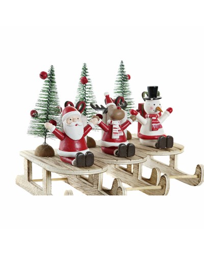 Kerstversiering DKD Home Decor Hout Kerstman (14 x 6 x 13 cm) (3 pcs)