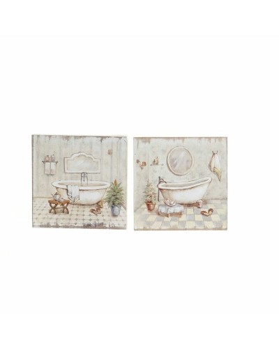 DKD Home Decor Bathroom Painting, Set of 2 (20 x 3 x 20 cm)
