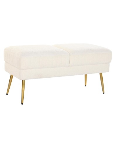 DKD Home Decor Bank Golden 106 x 45 x 50 cm aus Metall und Weiß
