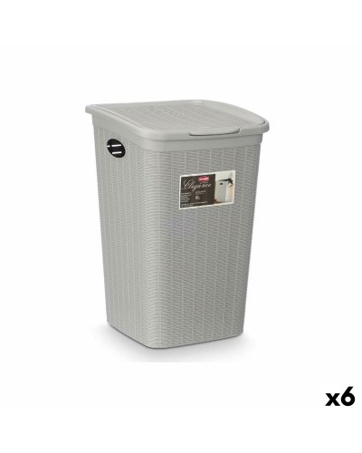 Stefanplast Eimer Behälter 50L Hellgrau, Kunststoff, Maße 36x54,5x38 cm (6er-Set)
