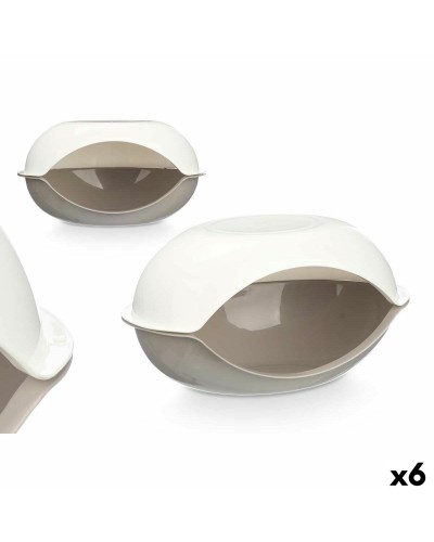 Cama para Perros Mascow: Blanco Gris, Plástico Resistente, 58 x 32 x 37 cm, Cómoda Casa para Mascotas
