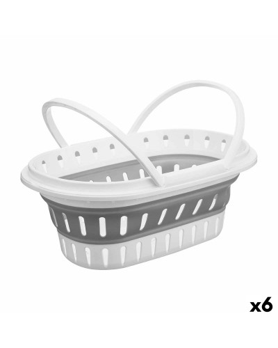 Cesta Plegable Multiusos 58 x 23 x 38 cm Blanco/Gris TPR Polipropileno (Set de 6)
