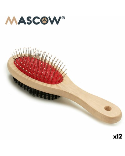 Brosse pour Chiens Mascow 7 x 22,5 x 5 cm, Poils Marron-Noir-Rouge (Lot de 12)

