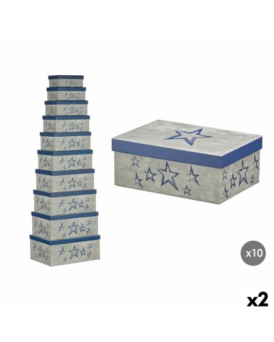 Scatola Decorativa Pincello 66 Azzurro Cartone (Set da 2)