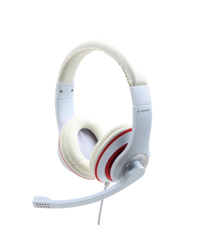 GEMBIRD MHS-03 Auricolari con Microfono - Bianco/Rosso - Gaming/Chat
