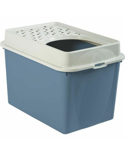 Rotho My Pet BERTY Katzentoilette: Geräumig, Komfortabel und Hygienisch - Blau/Weiß
