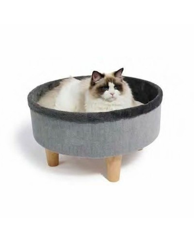 Panier pour chat MPETS ROUND, gris, 47 x 47 x 26 cm, niche douillette pour chats.

