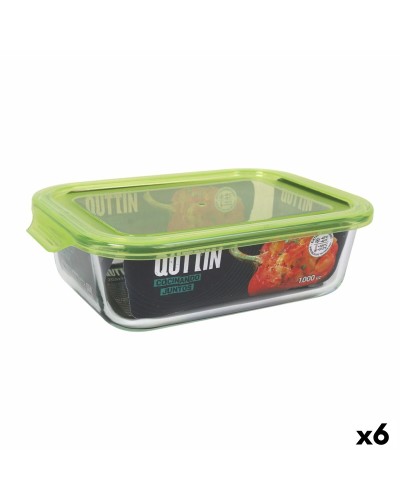 Quttin Lunchbox Rechteckig 1L - 6er Set | Abmessungen: 22 x 15,5 x 6,5 cm
