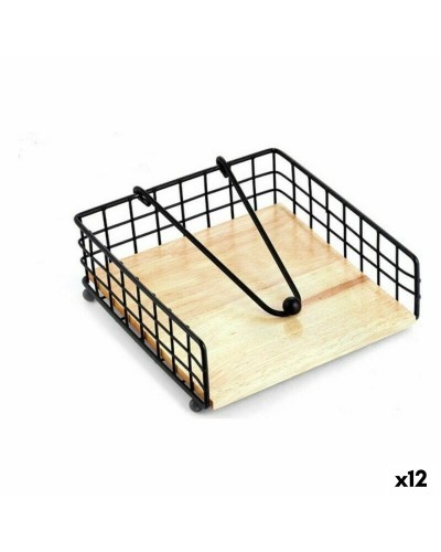 Porte-serviettes Confortime en Métal Noir (12 Unités) - 19 x 19 x 7 cm
