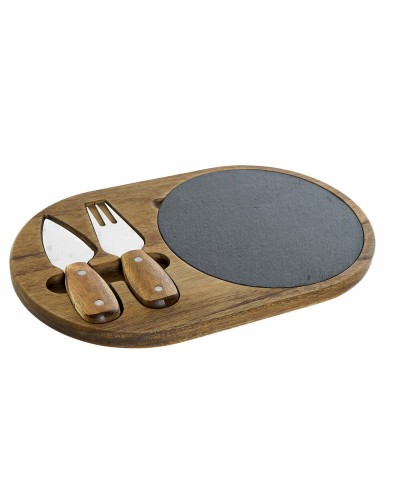 Skärbräda DKD Home Decor Rostfritt stål Skiffer Akaciaträ (32 x 20 x 1.5 cm) (4 x 15 x 1,5 cm) (3 pcs)