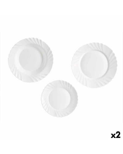 Vivalto Set Stoviglie Bianchi in Vetro Opalino da Pranzo (2 Unità)