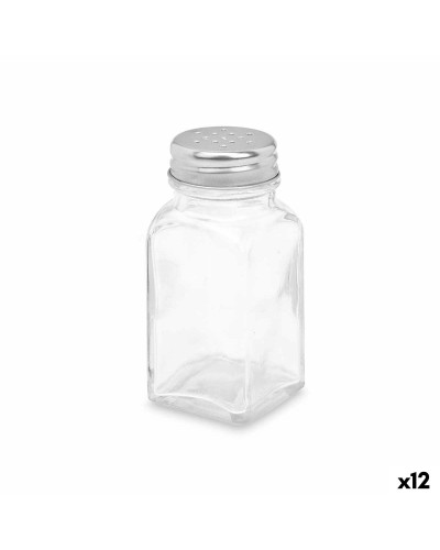 Salière Vivalto | Métal et Verre Transparent | 4x9x4 cm | Lot de 12
