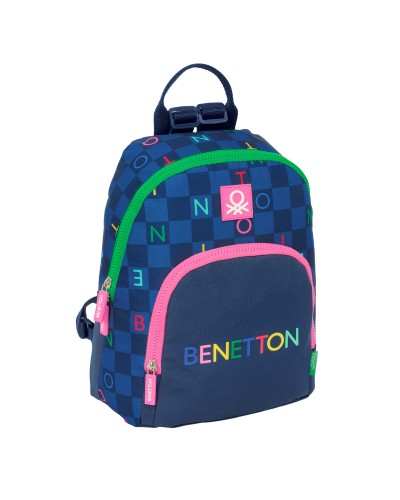 Selkäreppu Benetton Damero Laivastonsininen 25 x 30 x 13 cm